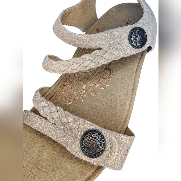 AETREX Jillian Braided Wedge Sandals, pink glitter, size 8